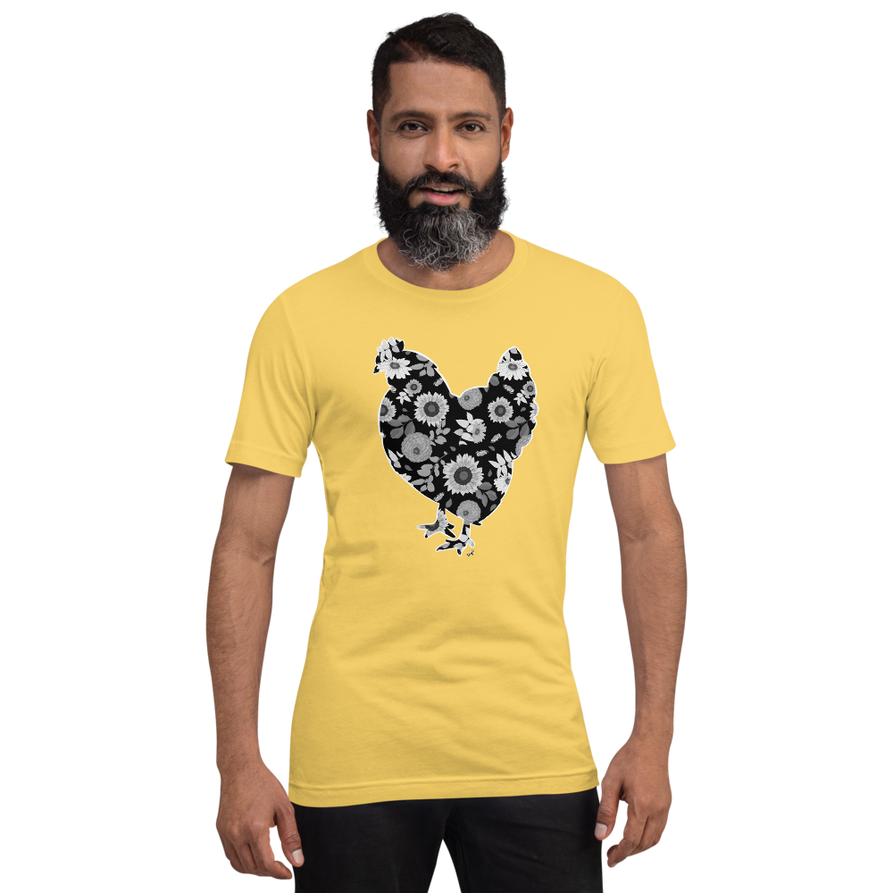 Sunflowers Torch Ginger Coneflower Australorp Chicken IV Short-sleeve unisex t-shirt