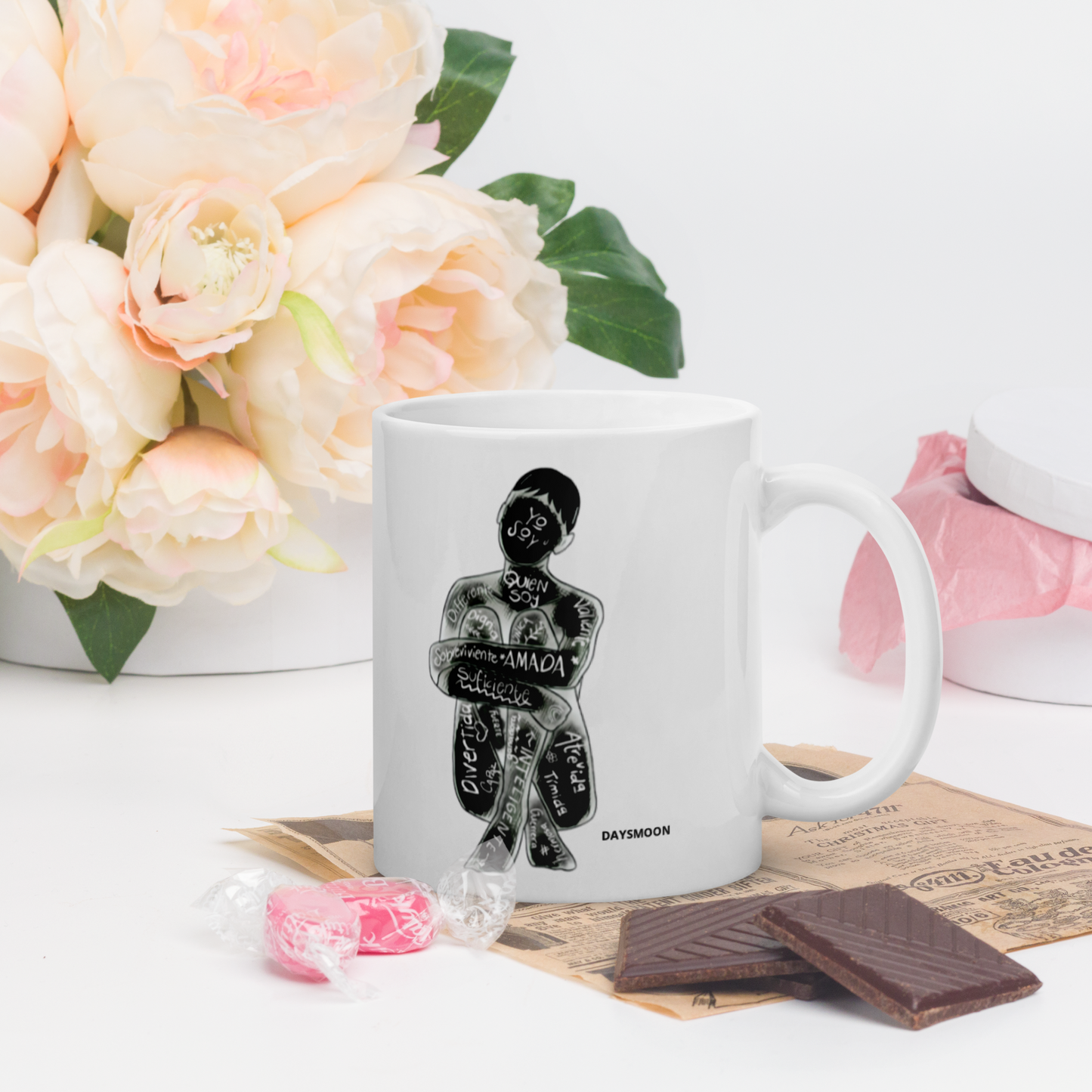 Yo Soy Quien Soy XV Salud Mental Autoestima Amor Propio Tazón Taza blanca brillante
