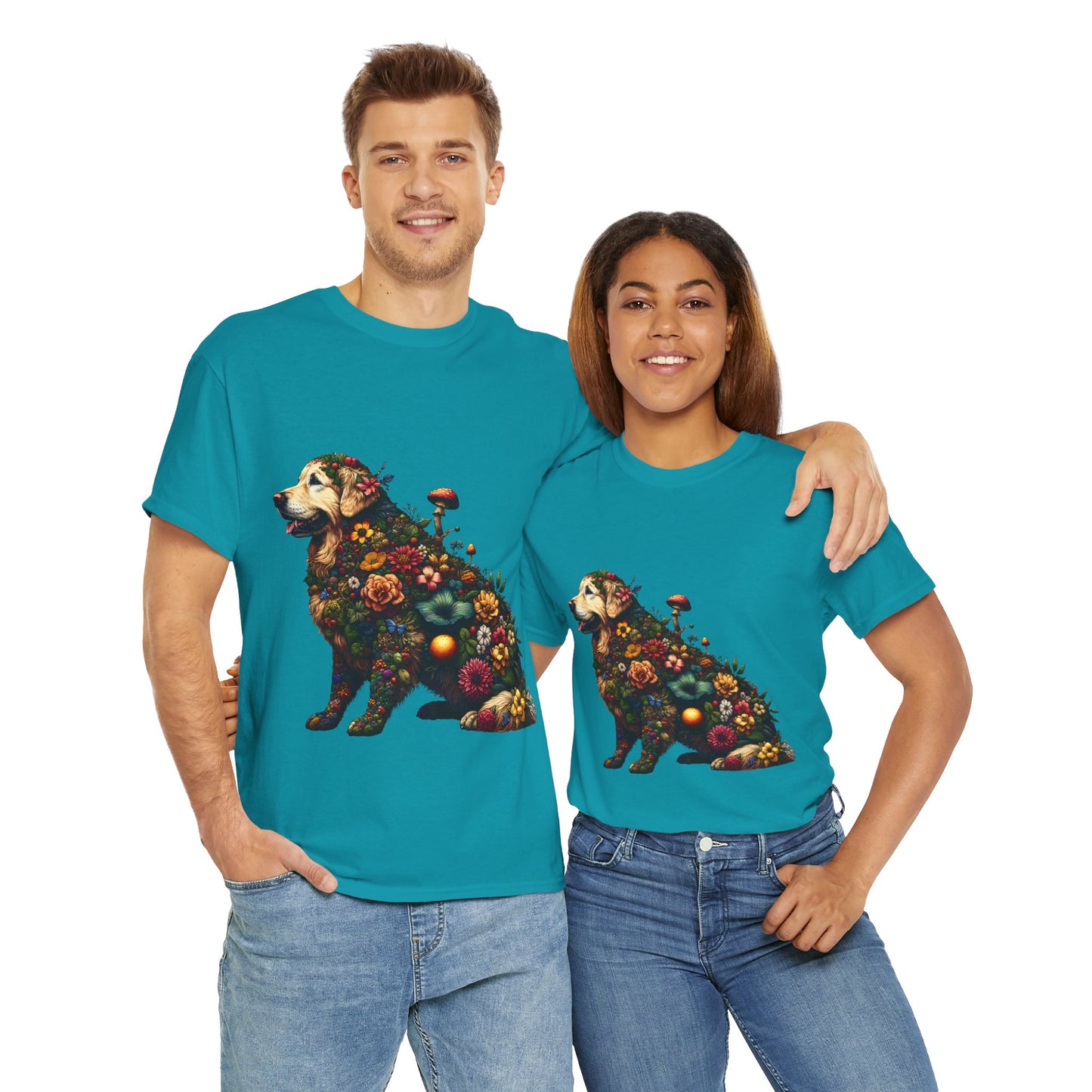 Botanical Golden Retriever dog - Unisex Heavy Cotton Tee