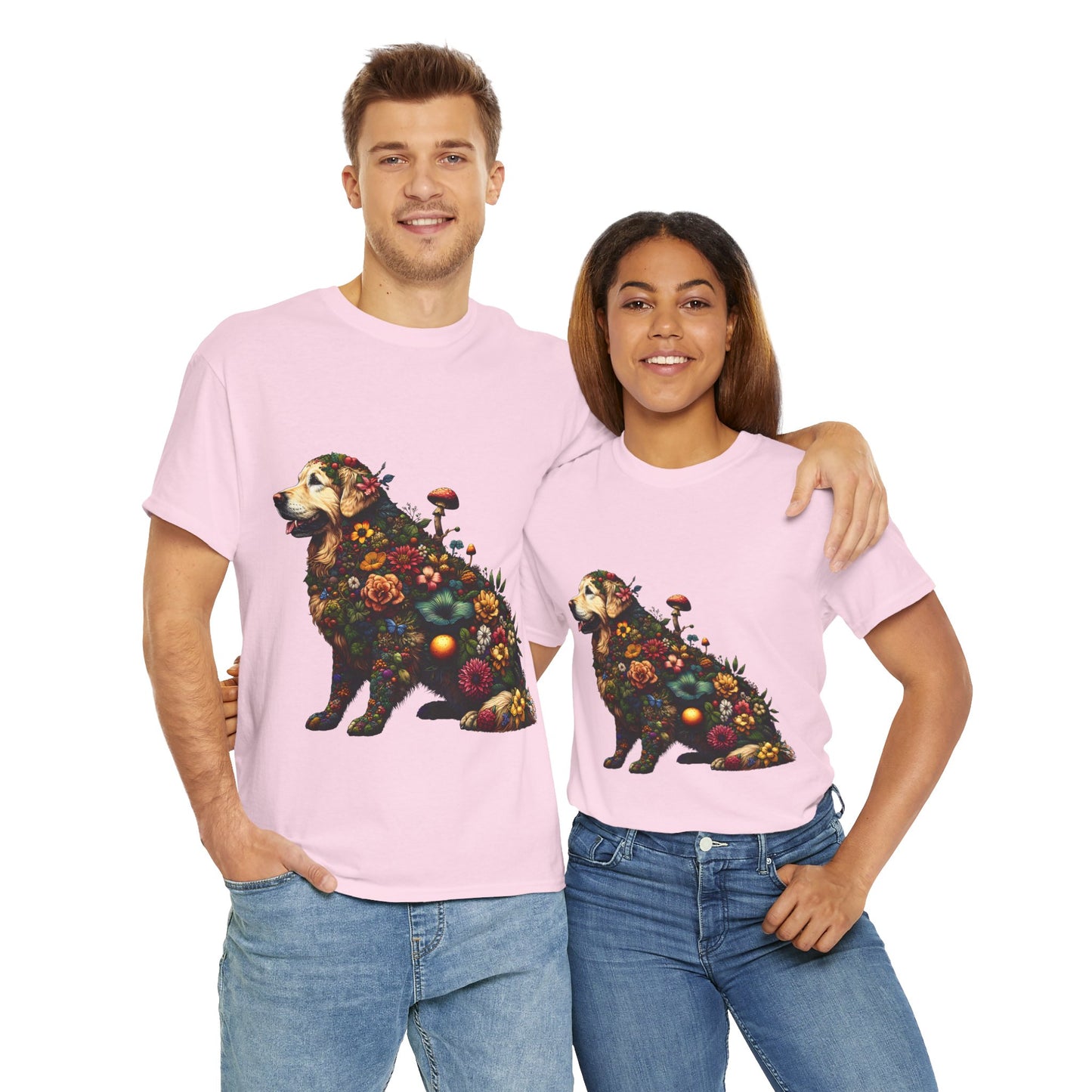 Botanical Golden Retriever dog - Unisex Heavy Cotton Tee