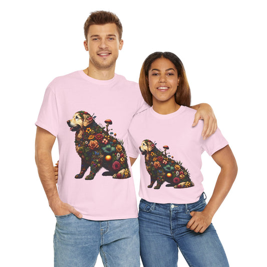 Botanical Golden Retriever dog - Unisex Heavy Cotton Tee