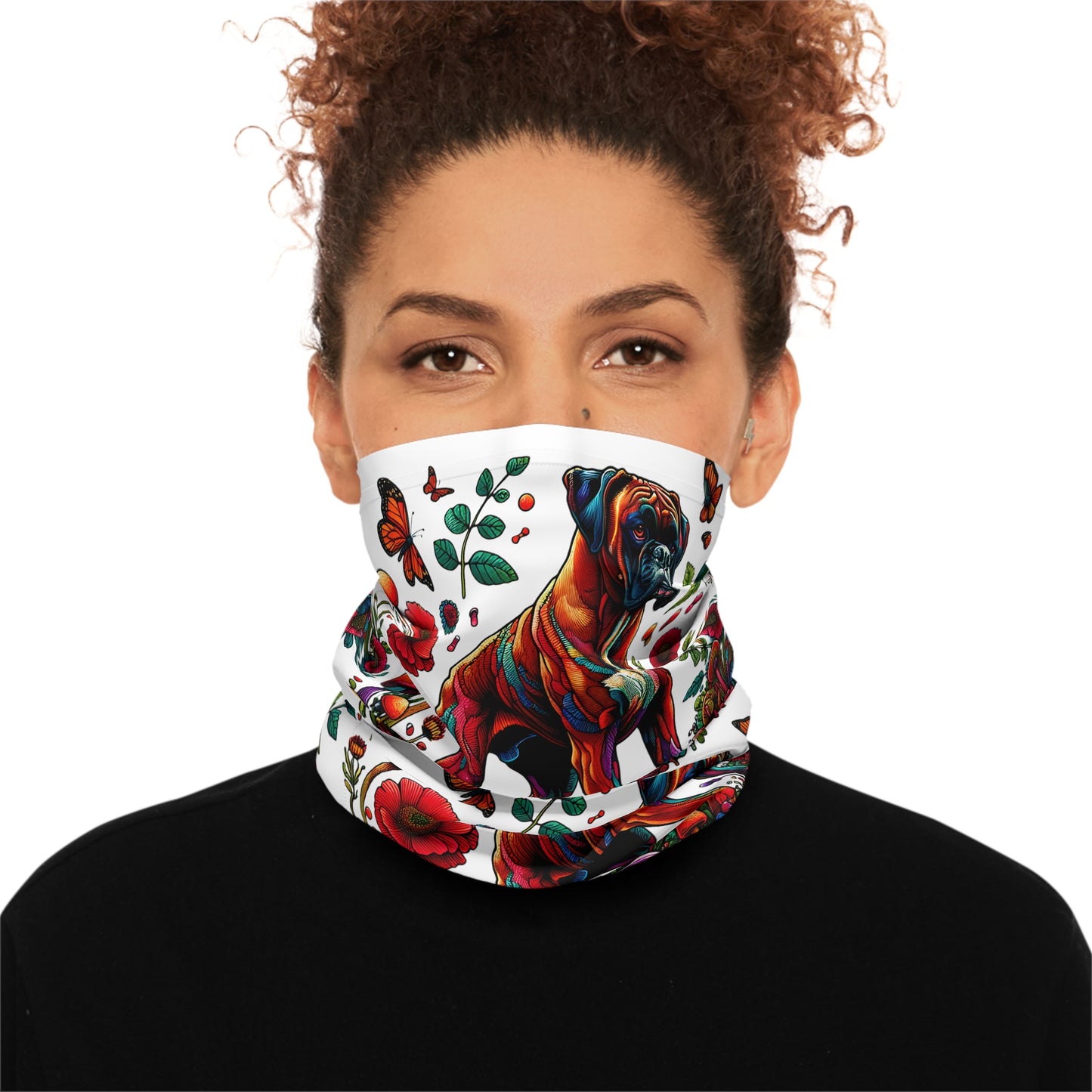 Botanical Boxer dog - Lightweight Neck Gaiter