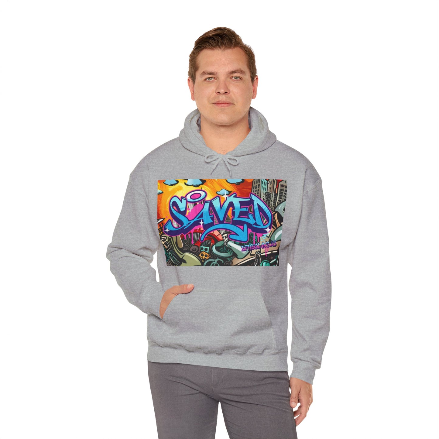 SAVED Ephesians 2:8 - Unisex Heavy Blend™ Hooded Sweatshirt Sweater Pullover