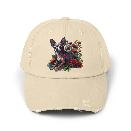 Botanical Chihuahua, Mexican Chihuahueño Dog - Unisex Distressed Cap