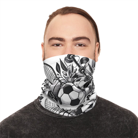 Black and White Sports Collage - Midweight Neck Gaiter - Mask