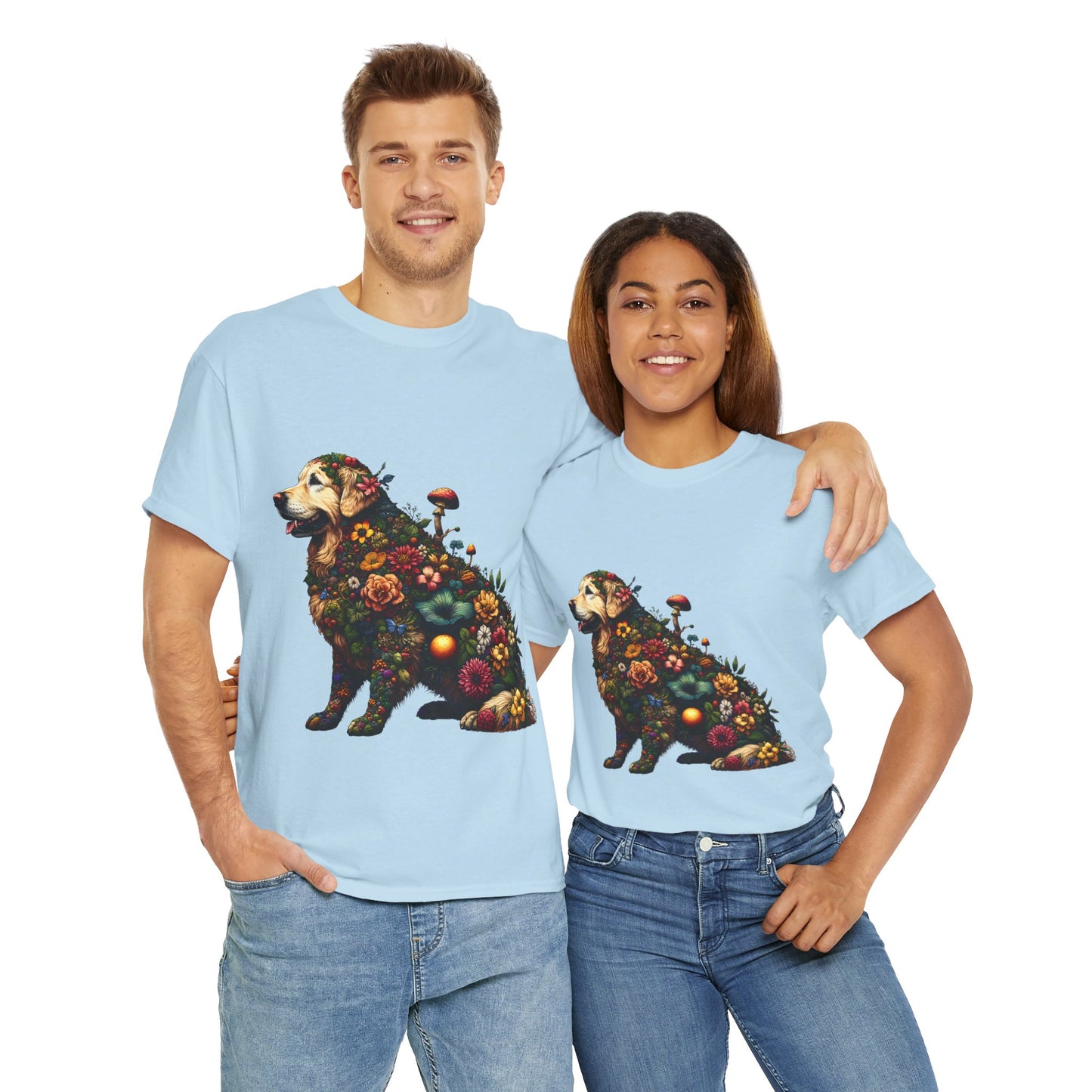 Botanical Golden Retriever dog - Unisex Heavy Cotton Tee