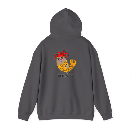 Chicken Fish, Humor, Quirky - Unisex Heavy Blend™ Hooded Sweatshirt