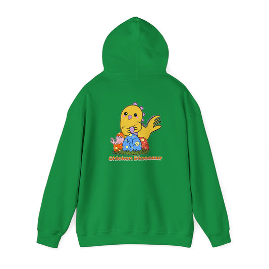 Chicken Dinosaur with baby, Humor, Quirky - Unisex Heavy Blend™ Hooded Sweatshirt