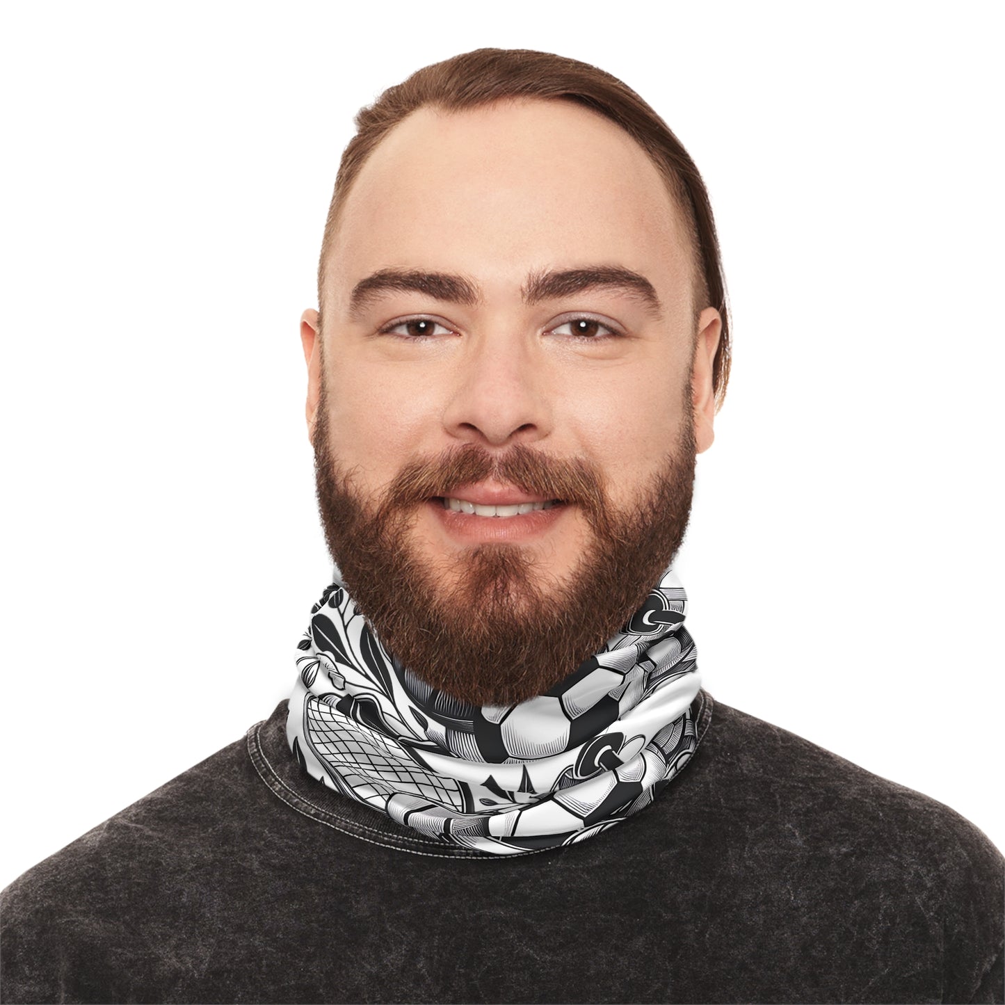 Black and White Sports Collage - Winter Neck Gaiter With Drawstring - Mask