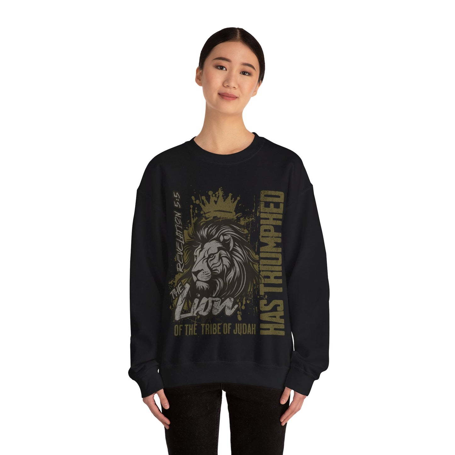 The Lion Of The Tribe Of Judah Has Triumphed Revelation 5:5 - Heavy Blend™ Crewneck Sweatshirt Sweater Pullover