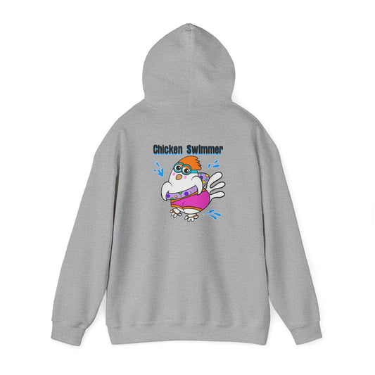 Chicken Swimmer, Humor, Quirky - Unisex Heavy Blend™ Hooded Sweatshirt