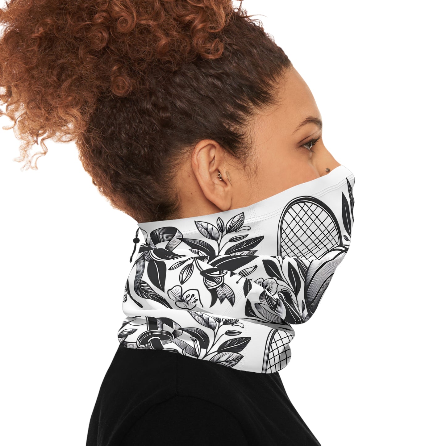 Black and White Sports Collage - Winter Neck Gaiter With Drawstring - Mask