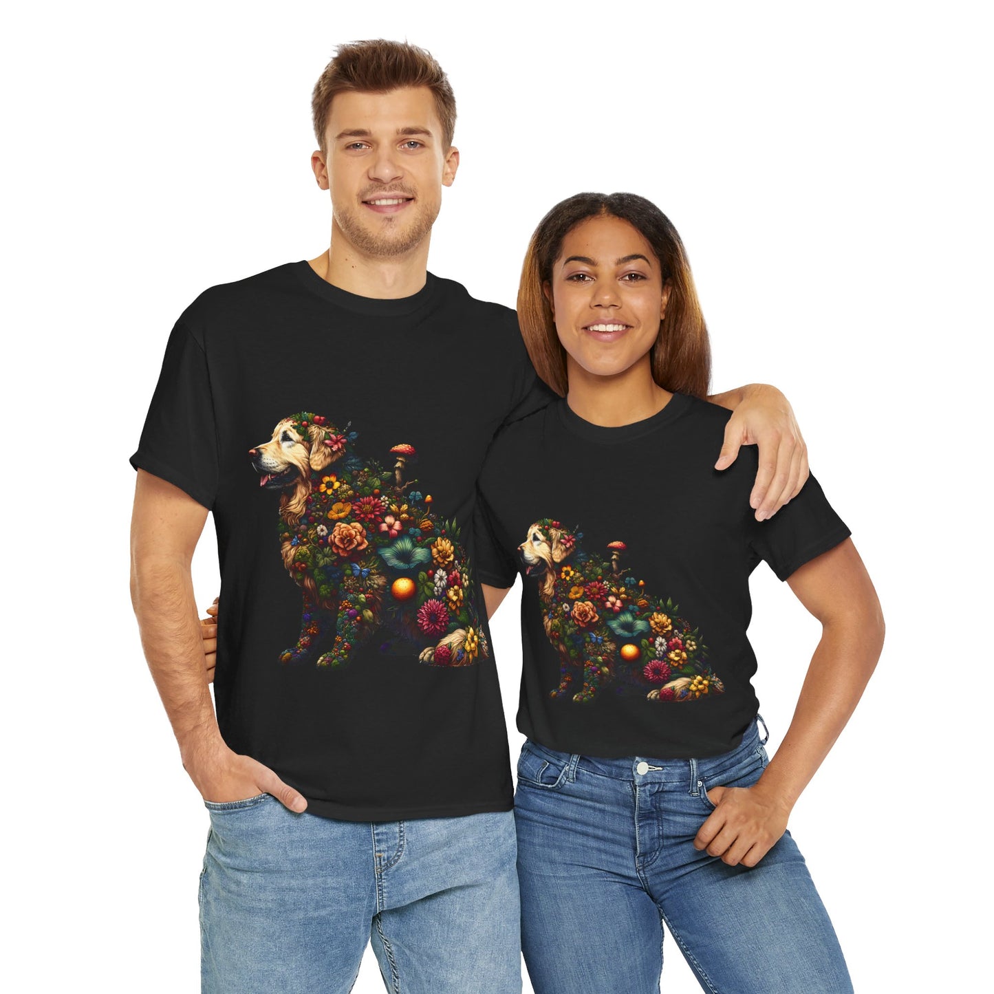 Botanical Golden Retriever dog - Unisex Heavy Cotton Tee