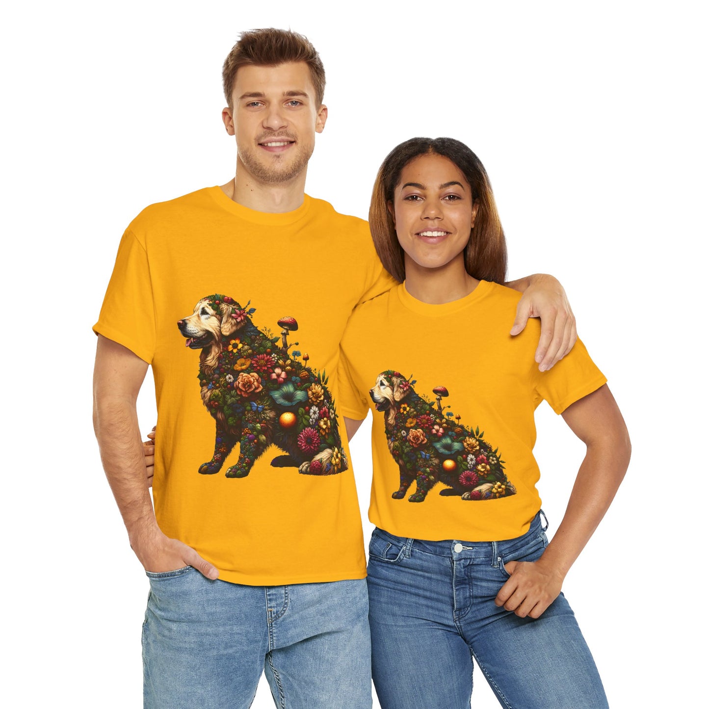 Botanical Golden Retriever dog - Unisex Heavy Cotton Tee