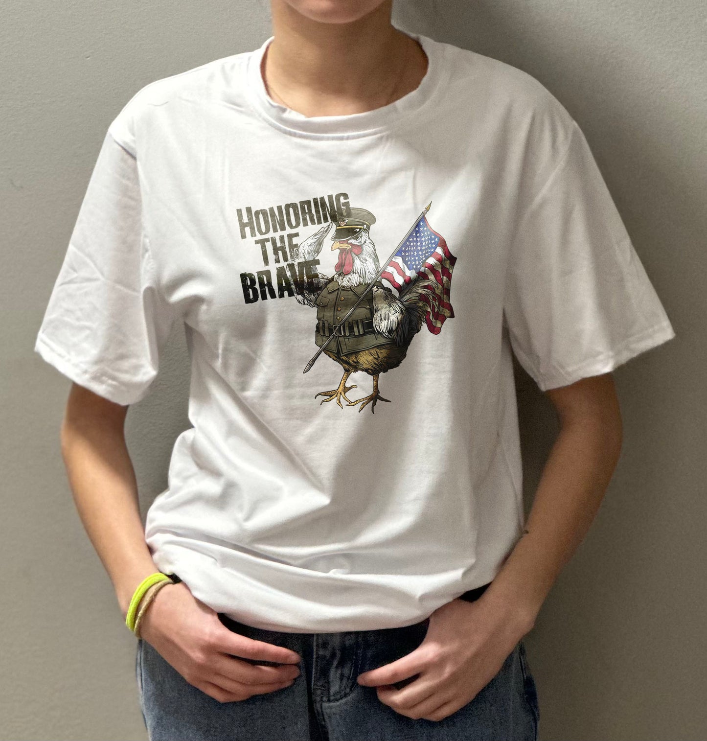 UNISEX T-shirt- Uniform Chicken USA Flag, Memorial, Independence, Veteran, 4th of July Day, Celebration