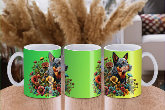 Botanical Australian Shepherd dog - 11 oz Mug - Cup