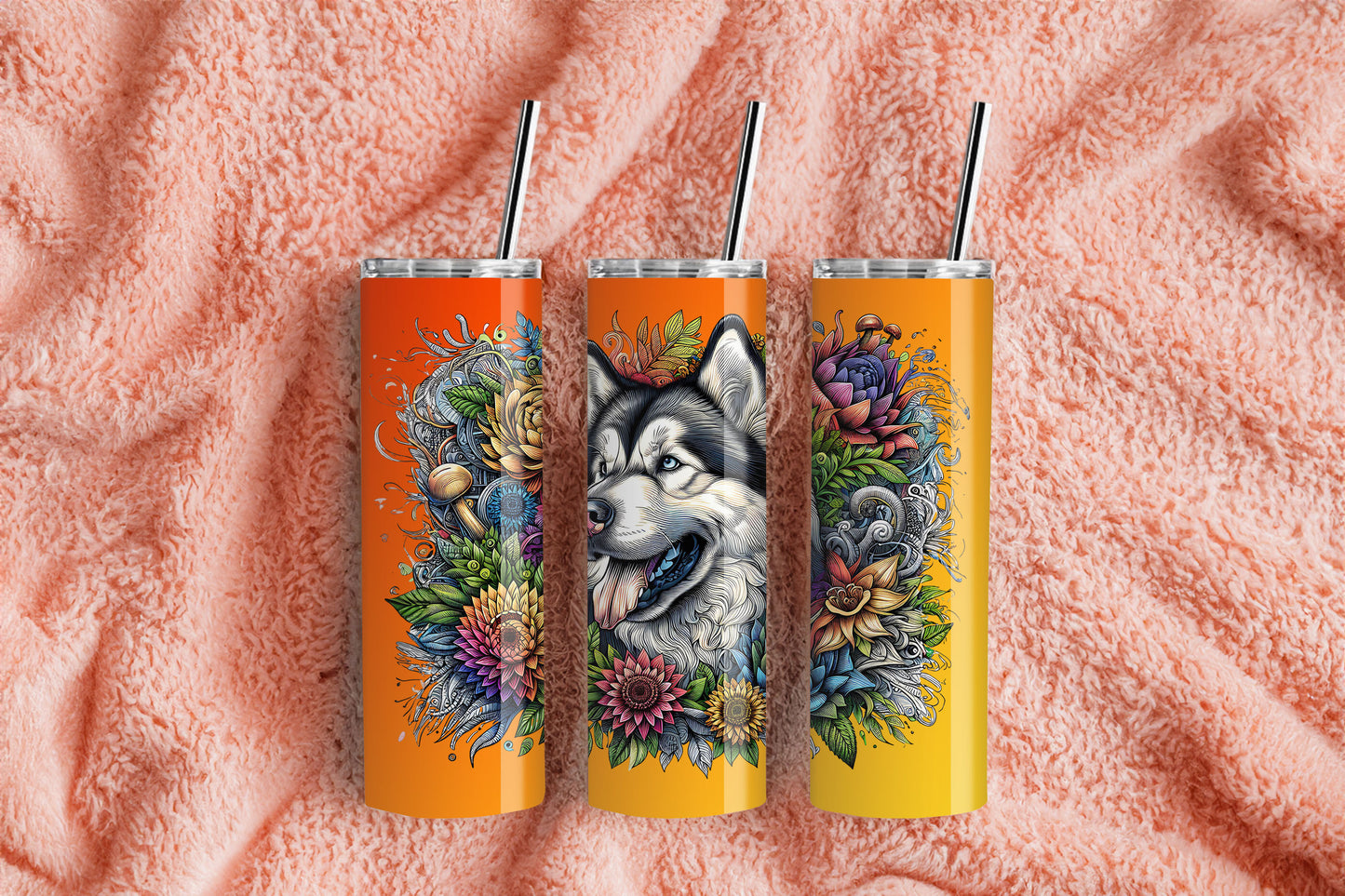 Botanical Alaskan Malamute Breed Dog - 20 oz Stainless Steel Tumbler