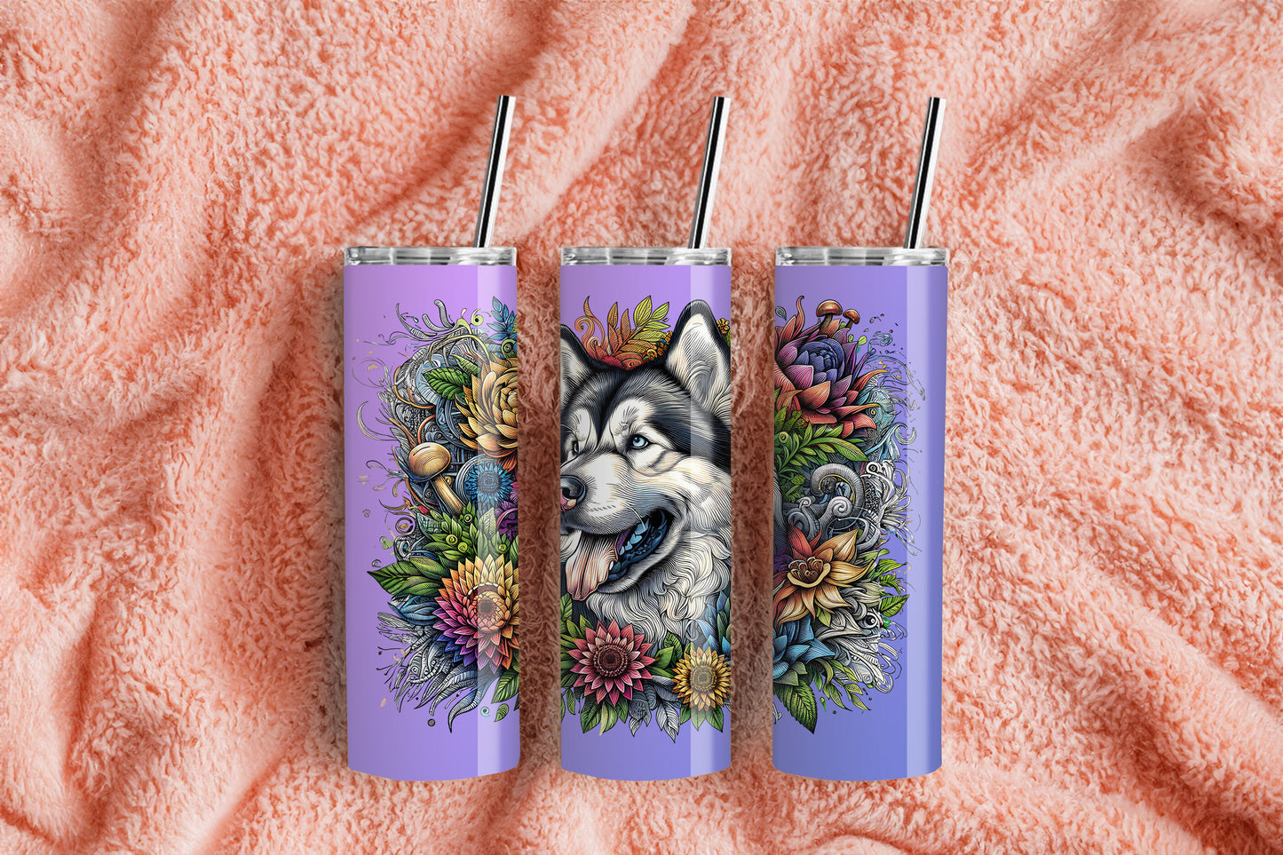 Botanical Alaskan Malamute Breed Dog - 20 oz Stainless Steel Tumbler