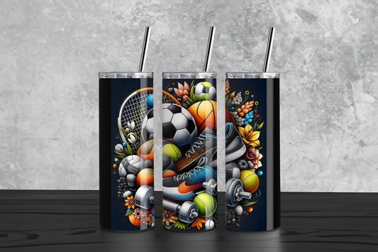 Colorful Sports Collage - 20 oz Stainless Steel Tumbler