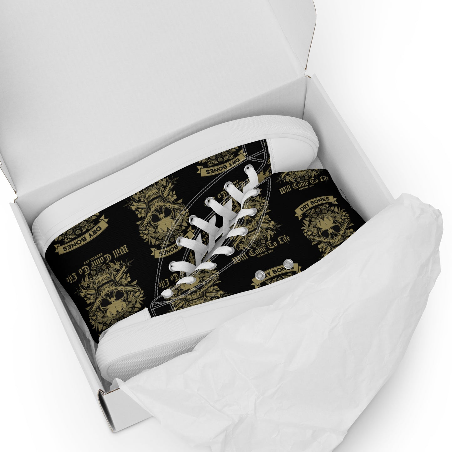 Dry Bones - Will Come To Life - Ezekiel 37:5 Men’s high top canvas shoes