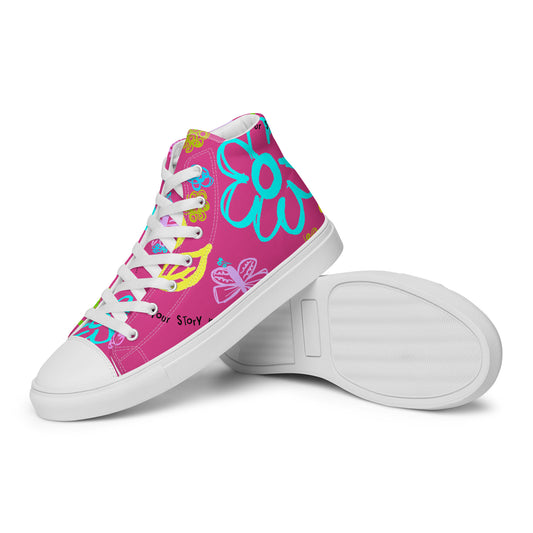 Your Story Is Not Over Pink Men’s high top canvas shoes