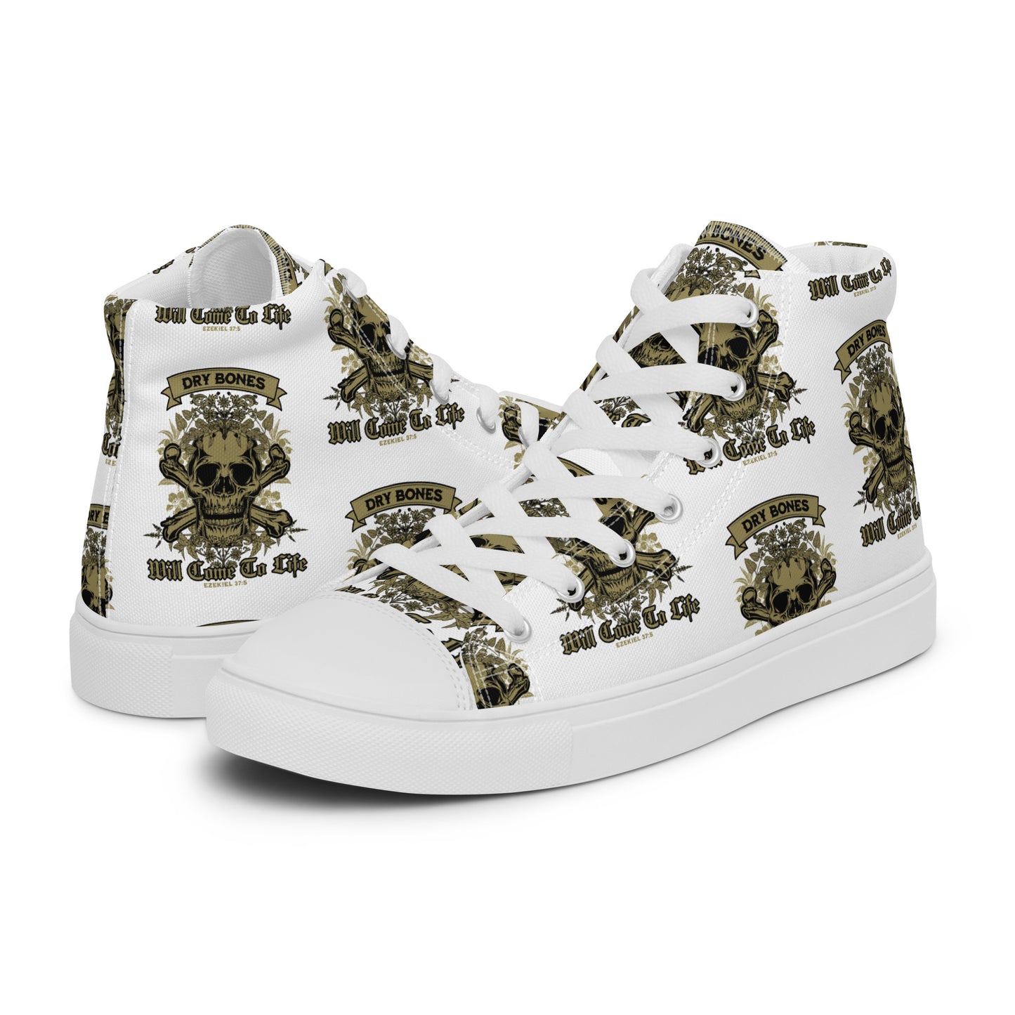 Dry Bones - Will Come To Life - Ezekiel 37:5 Men’s high top canvas shoes