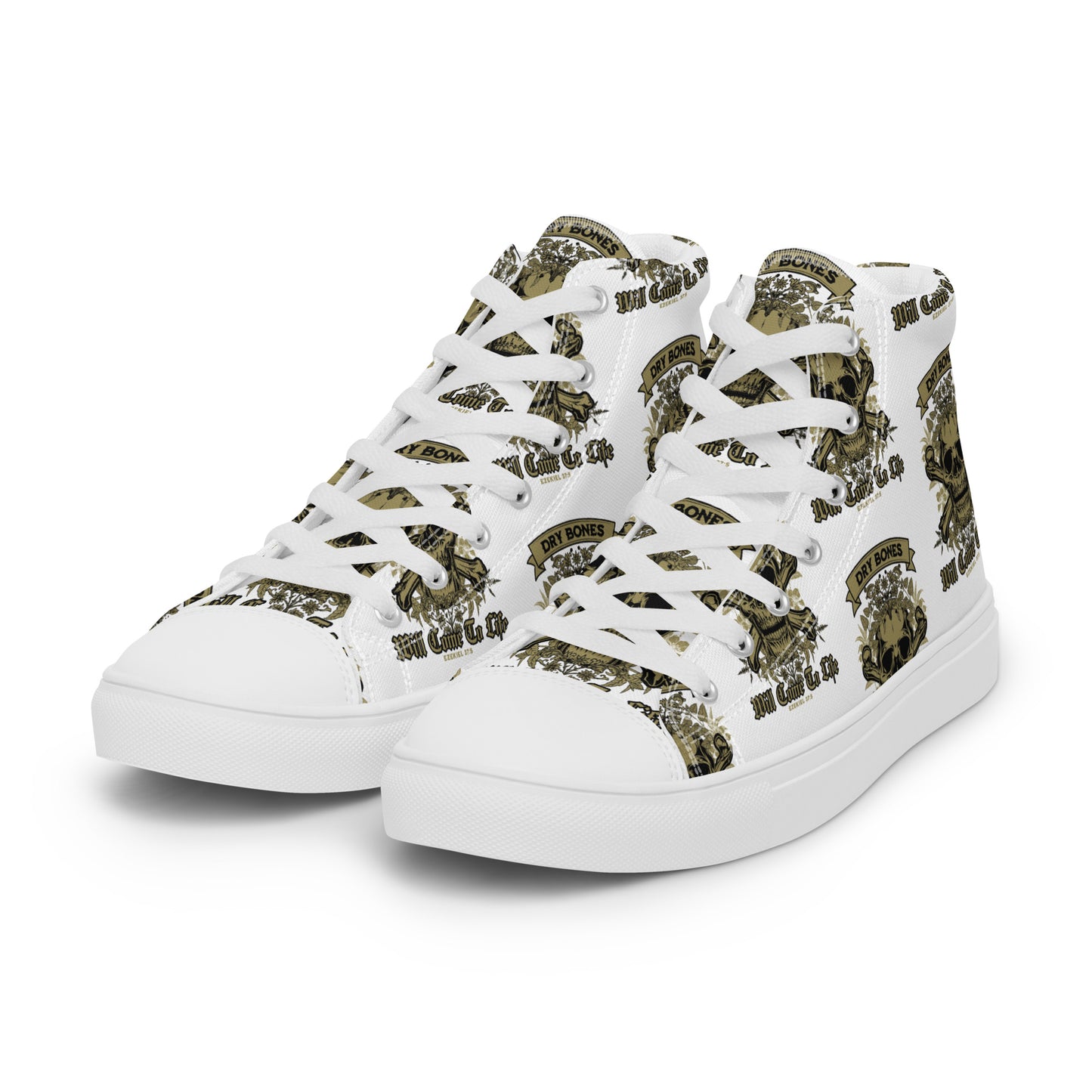 Dry Bones - Will Come To Life - Ezekiel 37:5 Men’s high top canvas shoes