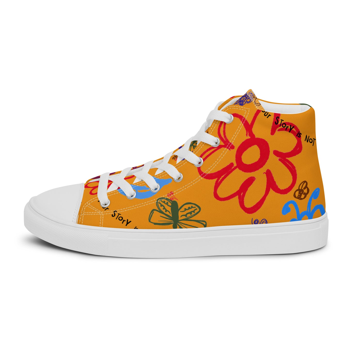 Your Story Is Not Over Yellow Men’s high top canvas shoes