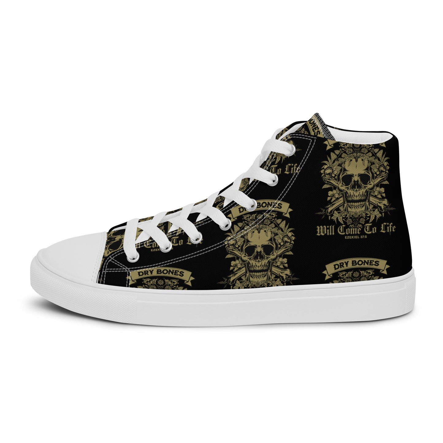 Dry Bones - Will Come To Life - Ezekiel 37:5 Men’s high top canvas shoes