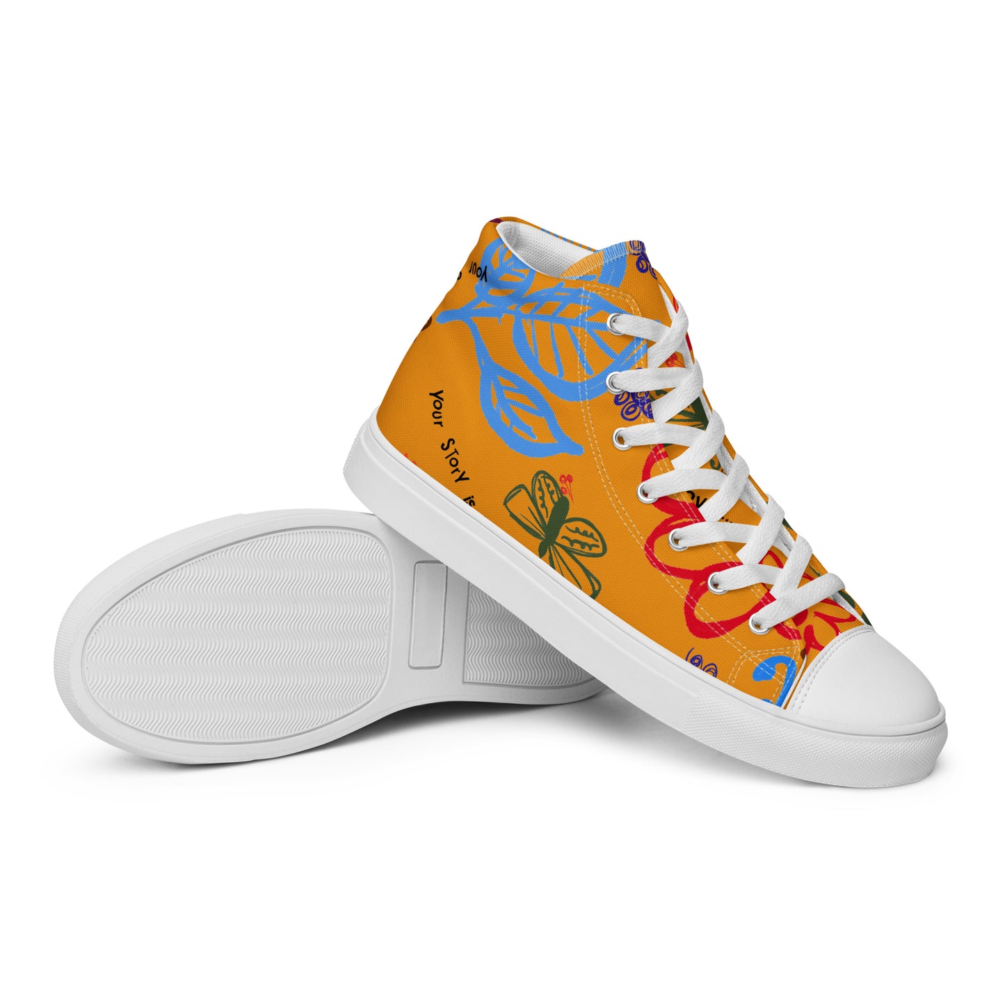 Your Story Is Not Over Yellow Men’s high top canvas shoes