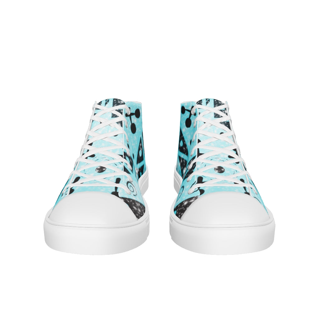 Geometry Abstraction Block Blue Women’s high top canvas shoes