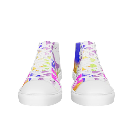 Pop-Art Bold Colorful Faces Women’s high top canvas shoes