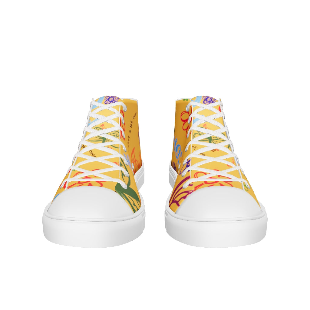 Your Story Is Not Over - One Day At The Time Yellow Women’s high top canvas shoes
