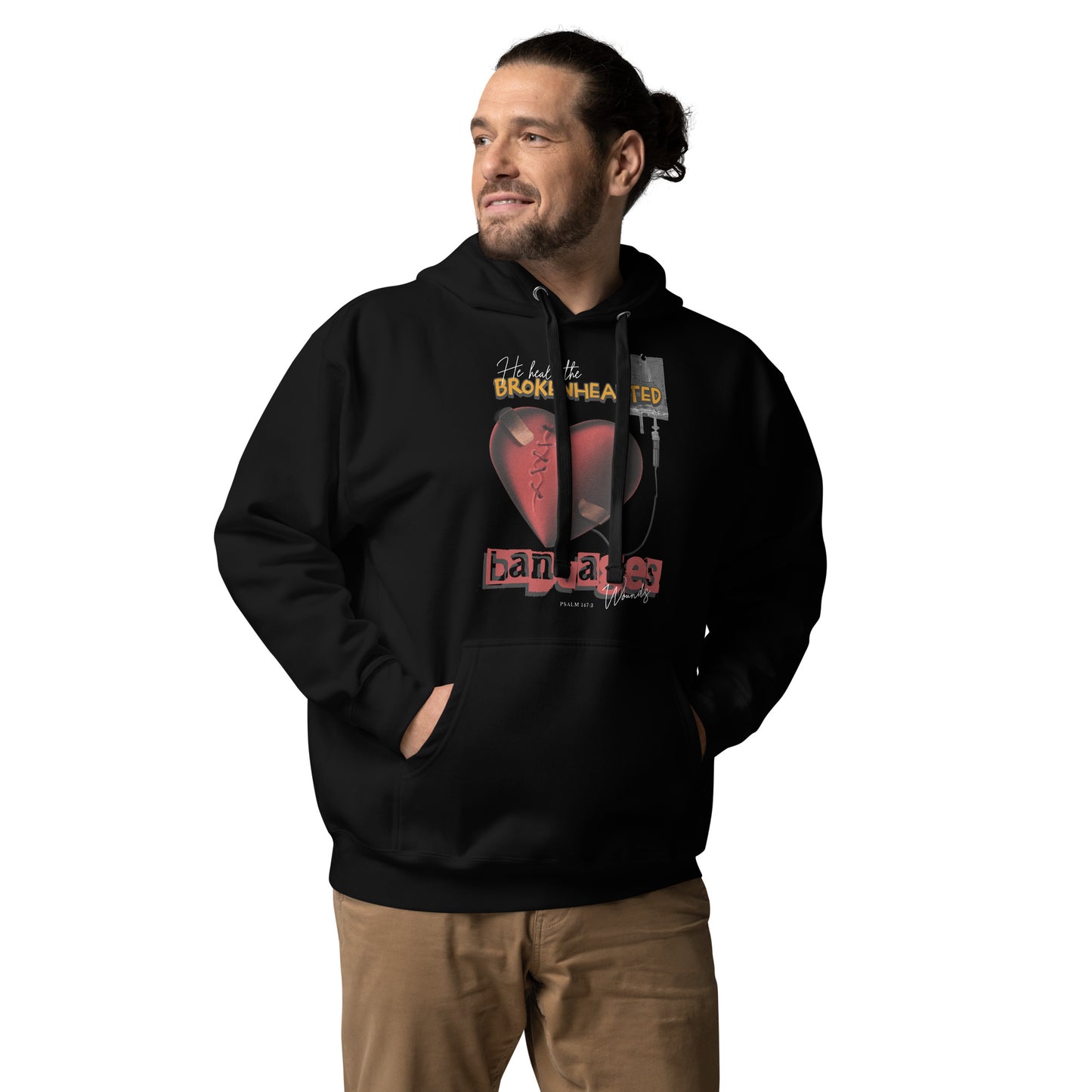 He heals the brokenhearted - bandages their wounds Psalm 147:3 Unisex Hoodie