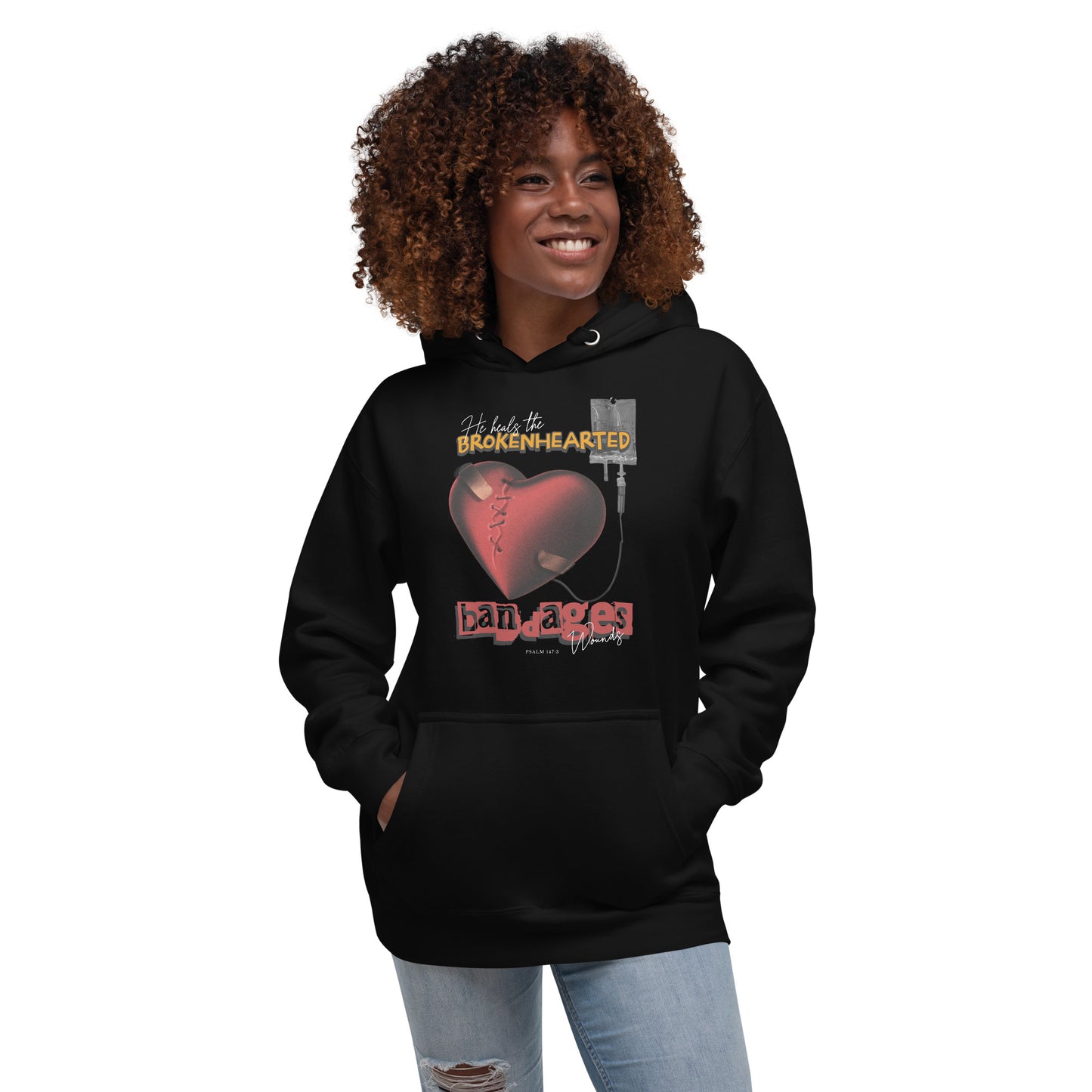 He heals the brokenhearted - bandages their wounds Psalm 147:3 Unisex Hoodie