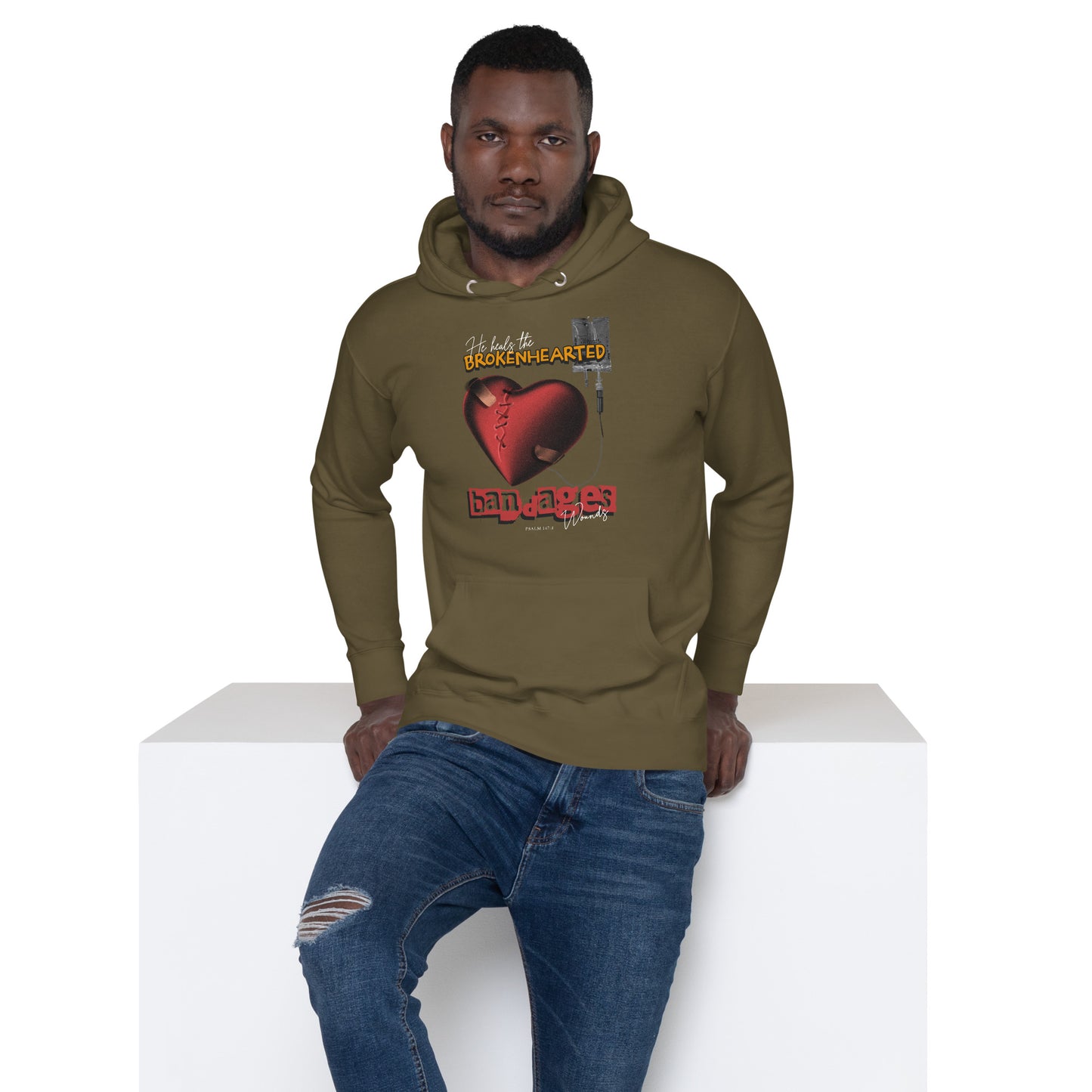 He heals the brokenhearted - bandages their wounds Psalm 147:3 Unisex Hoodie