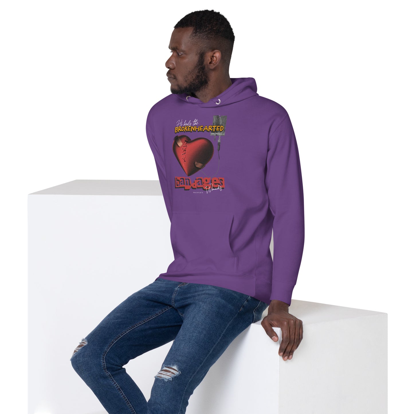 He heals the brokenhearted - bandages their wounds Psalm 147:3 Unisex Hoodie