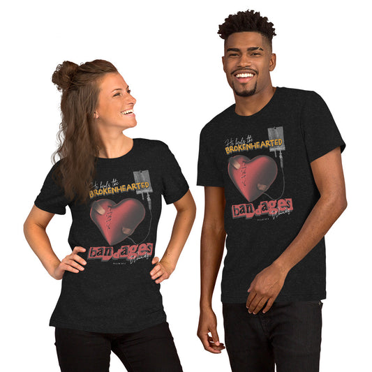 He heals the brokenhearted - bandages their wounds Psalm 147:3 Unisex t-shirt