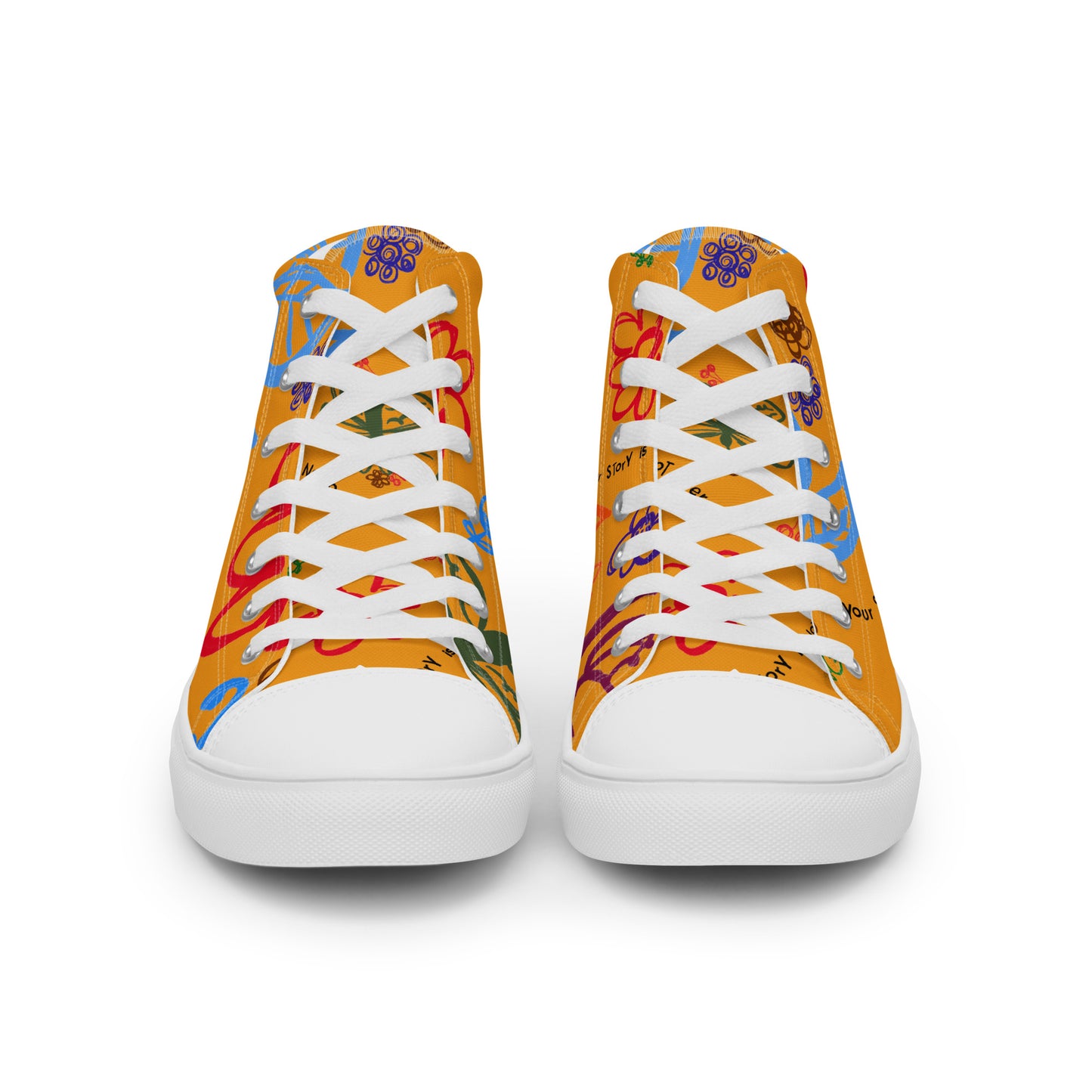 Your Story Is Not Over Yellow Women’s high top canvas shoes