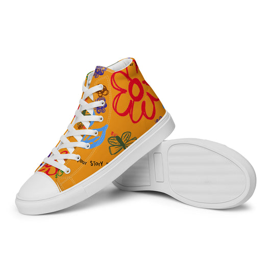 Your Story Is Not Over Yellow Women’s high top canvas shoes