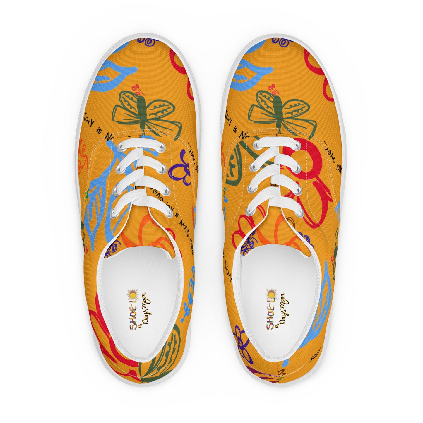 One Day At The Time Yellow Women’s lace-up canvas shoes