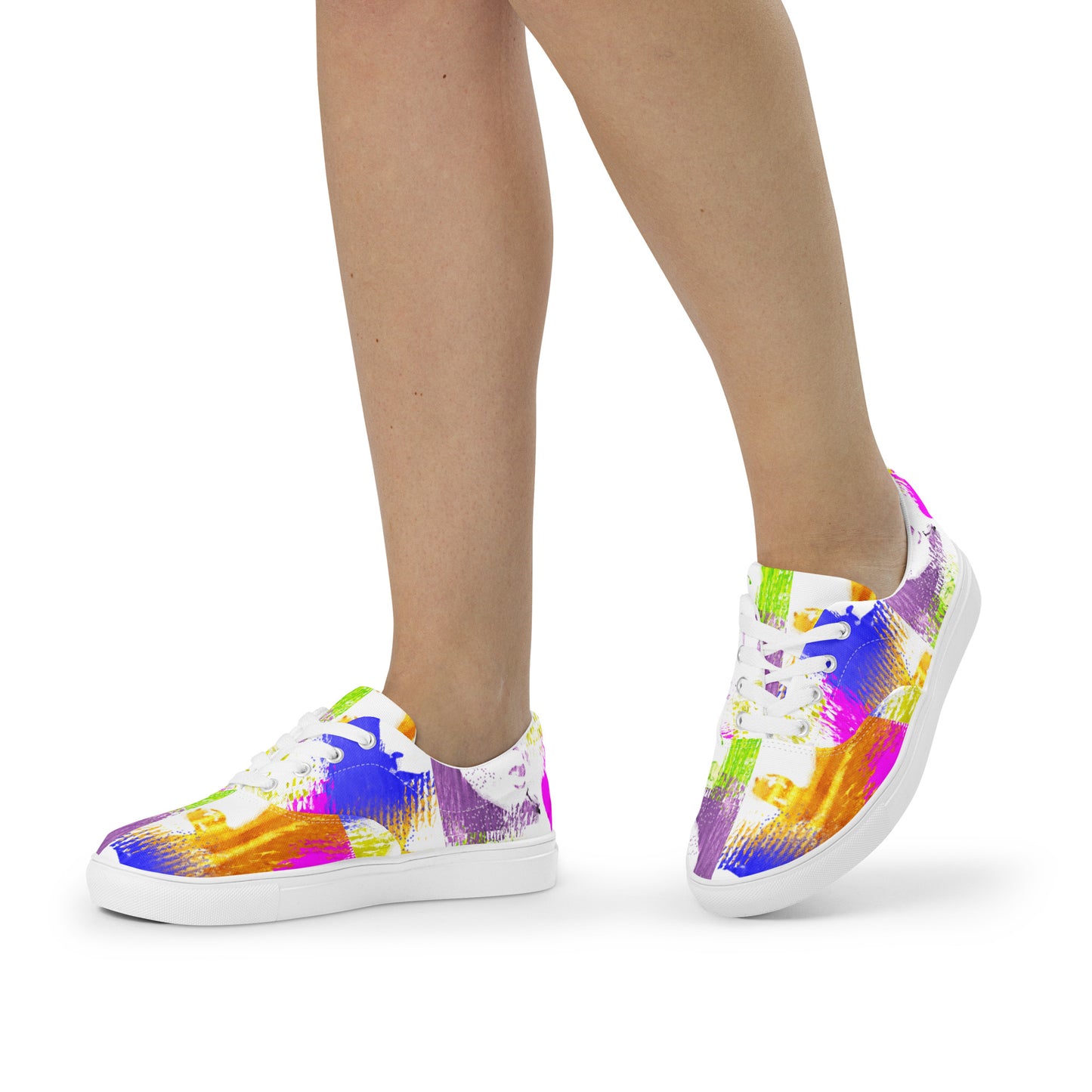 Pop-Art Bold Colorful Faces Women’s lace-up canvas shoes