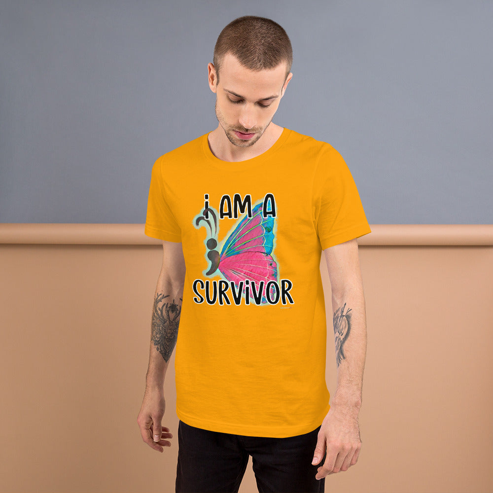 Butterfly I Am A Survivor Semi-Colon IX short-sleeve Unisex t-shirt